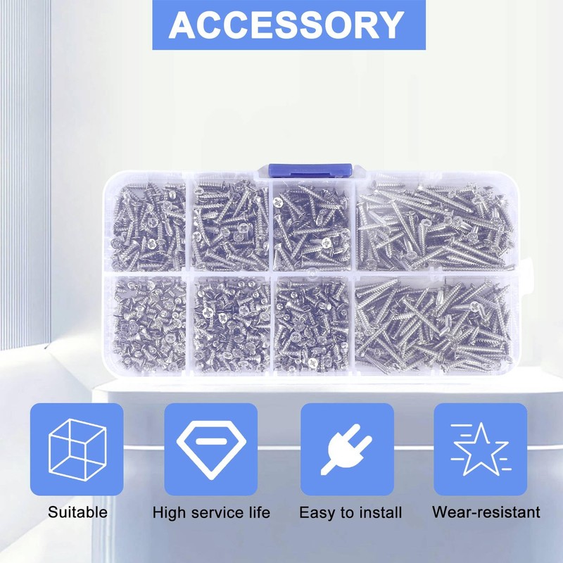 Hepzest 800Pcs Stainless Steel Self Tapping Screw Assortment Kit Lock