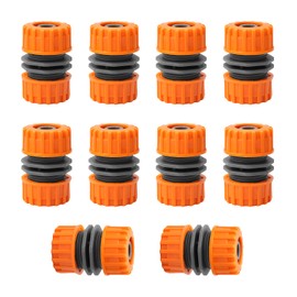10 Pieces 1/2'' Hose Pipe Connector Repair Connector Extender for Garden Hose Quick Repair Connection, ABS Plastic, Orange and Gray