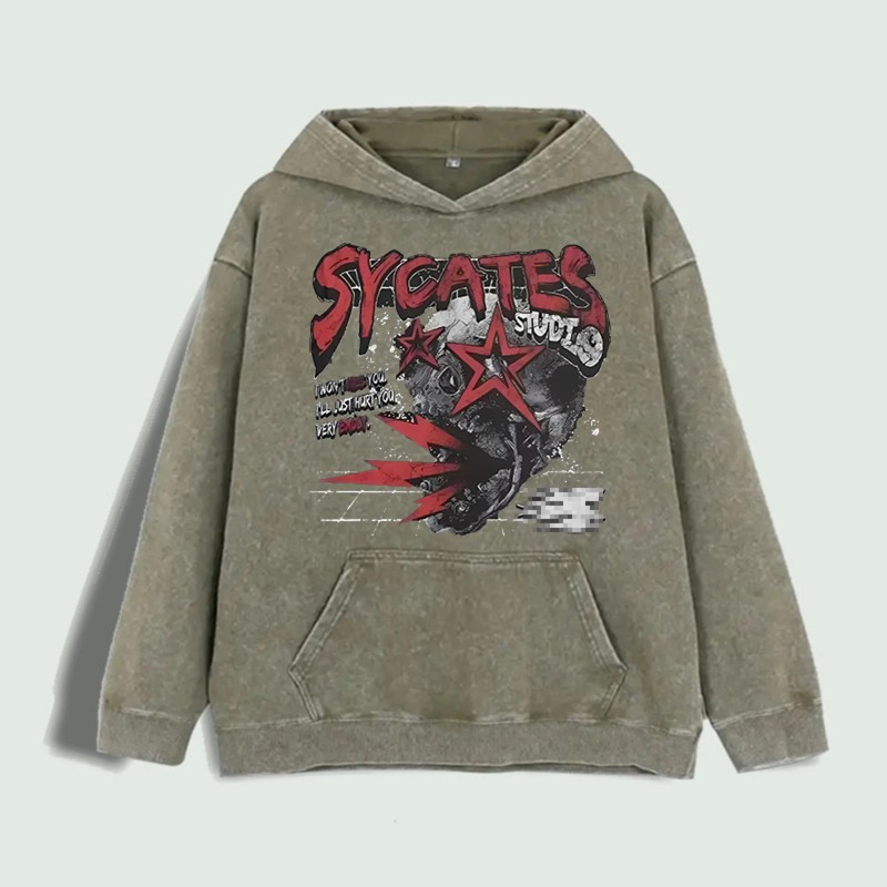 Sycates Studio Graphic Hoodie 100% Cotton US Warehouse 6 ColorsColor: