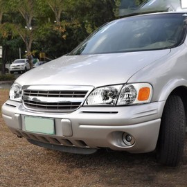 Spec-D Tuning Chrome Housing Clear Lens Headlights + Corner Lights Compatible with Chevy Venture 1997-2005, Oldsmobile Silhouette, Pontiac Montana Trans Sport, L+R Pair Head Light Lamp Assembly