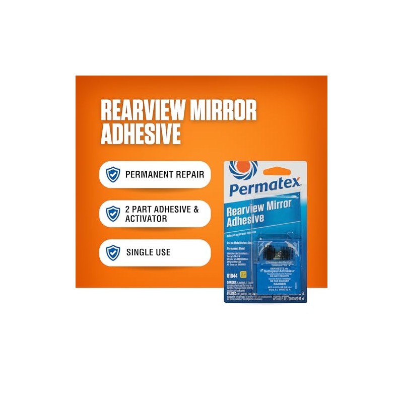 Permatex Rearview Mirror Adhesive, Adhesive .3ml/Primer .6ml (81844)