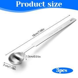 3Pcs Teaspoon Measuring Spoons (1/3tbsp, 5 ml) Metal Tablespoon Measuring Spoon Stainless Steel Individual Measure Spoons Long Handle Teaspoon for Kitchen Tea Soup Ingredients