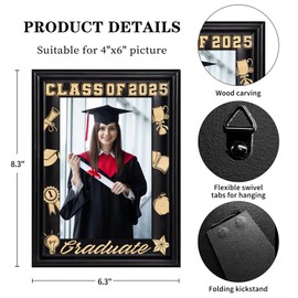 PETCEE Graduation Picture Frame 2025 Gifts for Her Him Class of 2025 Junior High School University College Graduation Photo Frames for Graduate Girls Boys Your Daughter Son