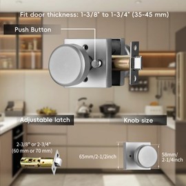 STARPY Brushed Nickel Door Knobs with Square Rosette, Interior Door Handles for Bath & Bed, Heavy Duty Door Knob with Lock
