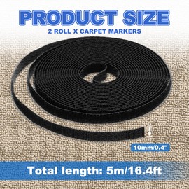 PATIKIL Carpet Marker Strips 10mm x 5 Meters, 2 Roll Floor Markers Nylon Strip Floor Marking Tape for Classroom Rug Teacher Supplies, Black