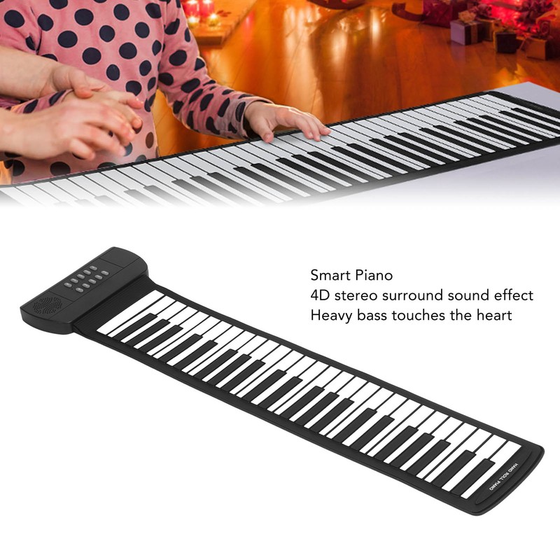 Roll Up Piano 49 Keys 4D Surround Sound USB Battery