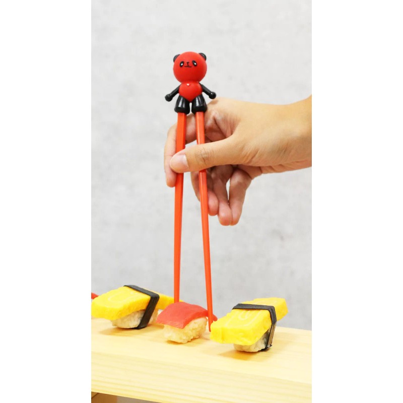 Ebros Gift Valentine Red Giant Panda Reusable Training Chopsticks Set