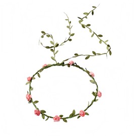 Lofruiin Women's Simulated Rose Flower Wreath Bridesmaid Floral Crown Headband Headpiece for Seaside Weddings Travel Photography (Peach Pink, Pack of 1)