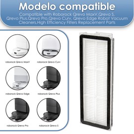 (6 Pieces) Qrevo S Replacement HEPA Filter Compatible with Roborock Qrevo MaxV/Qrevo Plus/Qrevo Pro/Qrevo Curv/Qrevo Edge Robot Vacuum Cleaners, Filters Accessories Kit (NOT FOR Q Revo)