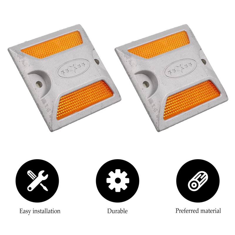 POPETPOP 2pcs Reflective Driveway Markers Aluminum Roadside Emergency Reflectors for
