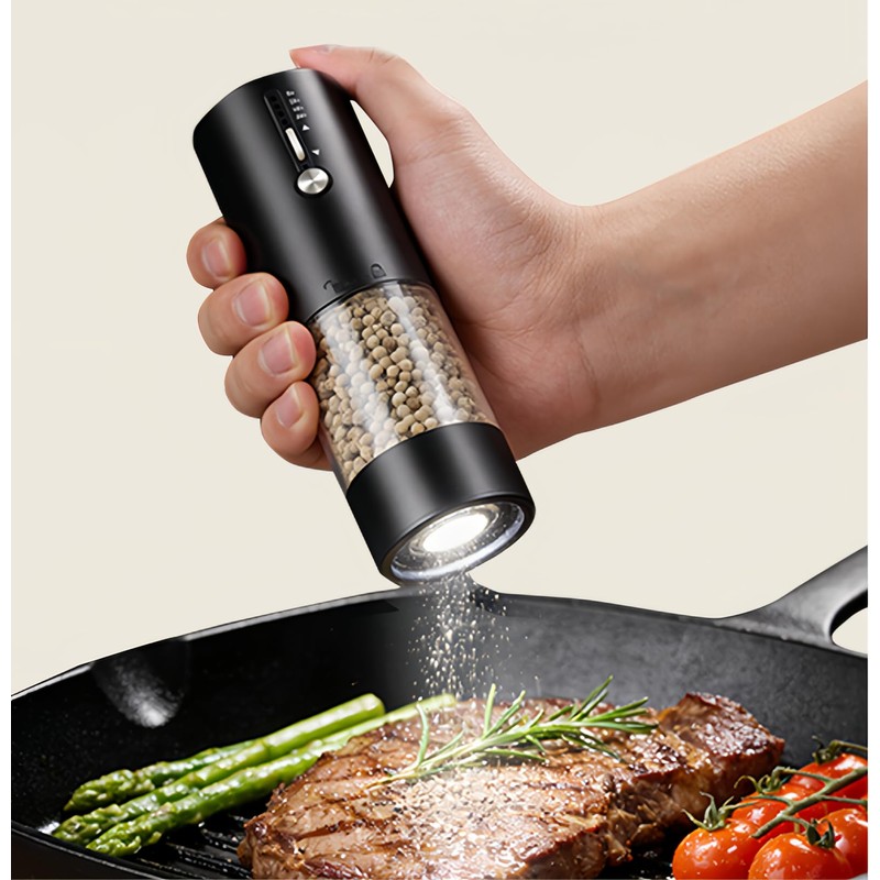 Tyzine 2Pack Electric Salt & Pepper Grinder Set One-Touch Operation
