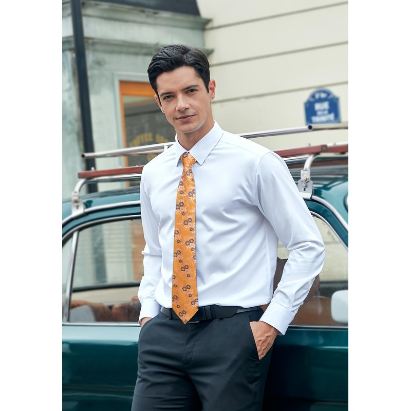 HISDERN Men's Tie Floral Tie and Pocket Square Classic Men's