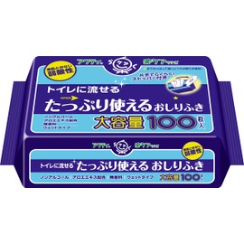 Active Wipes, Large Capacity, 100 Sheets, 7.9 x 5.9 inches (20 x 15 cm), Flushable in the Toilet
