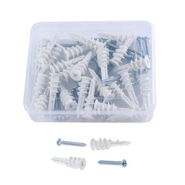 HANLATO 50Pcs Self Drilling Drywall Anchors and Screws kit, 25Pcs 14 * 40mm Drywall Anchors and 25Pcs 4.2 * 32mm Screws, Wall Anchors and Screws for Decor, Furniture, Shelving