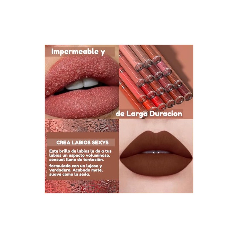 Set 3 Labiales Matte Larga Duración Maquillaje Waterproof Juego de