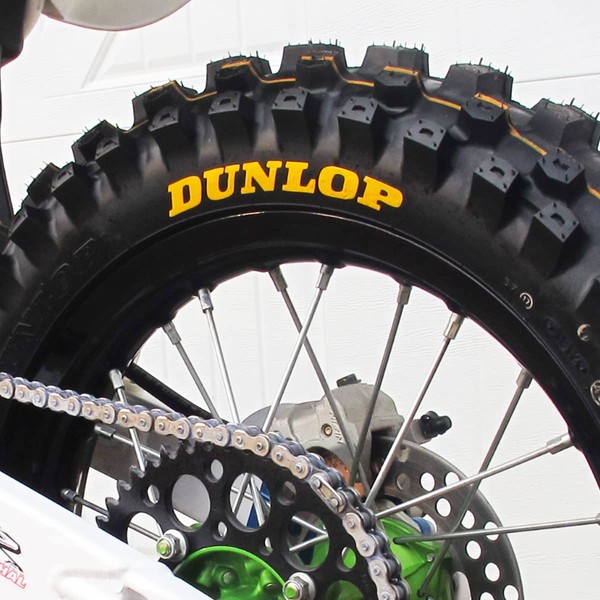 Tire Stickers - Yellow Dunlop Motorcycle Stickers - Permanent Tire
