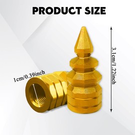 HQRNYP 4PCS Car Tire Valve Caps, Valve Stem Covers, Stainless Steel Vehicle Wheel Air Caps, Universal Dustproof Waterproof Tire Decoration Accessories Fit for SUV Truck Motorcycle (Gold)