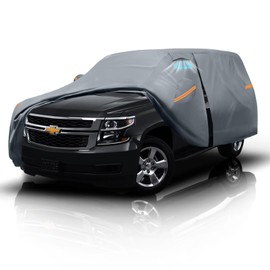 Large SUV Car Cover for Chevy Suburban 100% Waterproof All Weather, Heavy Duty Outdoor Full Exterior Covers Rain Sun Wind UV Hail Protection.