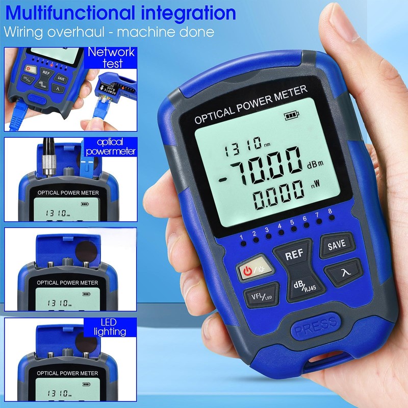 Portable Optical Power Meter A-M70 Fiber Optic Tester 10-Wavelength with