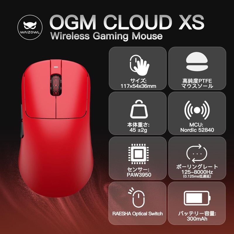 Waizowl OGM Cloud XS PAW3950 High Performance Sensor, 8,000 Hz