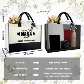 coimiao Nana Tote Bag Gifts, Grandma Mothers Day Gifts from Granddaughter Grandson Children, Christmas Birthday Gift for Grandmother Gigi Nana Mimi, Retirement Gifts for Grandma, Important Nana Stuff