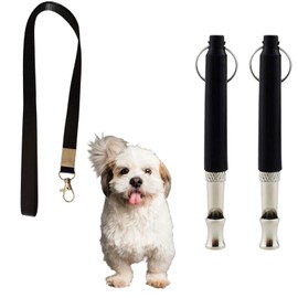 Bailinks Professional Ultrasonic Dog Whistle Set–Adjustable Frequency for Effective Training and Recall – Silent Anti-Bark Whistles with Lanyards for Pets (Black & Black)