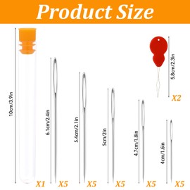 25 PCS Large Eye Sewing Needles, 5 Sizes Yarn Needles for Hand Sewing Leather Embroidery Needle with 2 Threaders Stainless Steel Handmade Knitting Needle for Quilting Supplies Art and Craft Projects