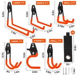 ZexHok Garage Hook Heavy Duty Wall Storage Hangers, 32 Pack Garage Storage Hooks Steel Tool Orange for Ladders, Ropes, Garden Tools