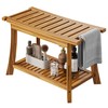 Jekruiet 24" Solid Teak Shower Bench with Towel Bar &
