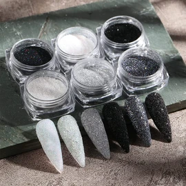 6 frascos de polvo de purpurina para uñas, polvo de azúcar, polvo de azúcar francés, superfino, esmalte de caramelo, iridiscente, diseño de suéter, decoración de manicura, manualidades