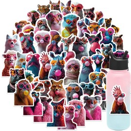50pcs Cute Animal Stickers Pack for Water Bottle, Cartoon Animal Gifts for Adults Women Teens Girls Boys, Vinyl Waterproof Funny Animal Puppy Stickers Decals for Laptop Scrapbook Bicycle Car Phone