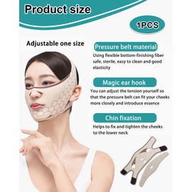 TPZORJX 1 x Halbe Liftingmaske, V-Gesichtsmaske, Gesichtslifting-Maske, Schlafmaske, Dreifach-Sculpting für Doppelkinn und schlaffe Gesichtshaut