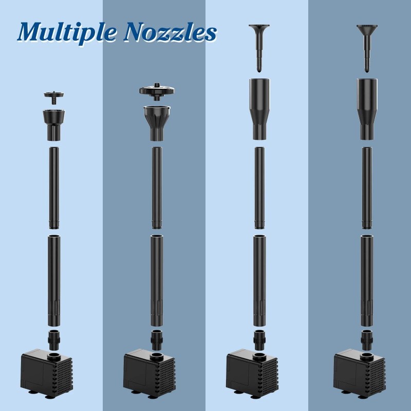 AISITIN Solar Powered Water Fountain Pump with 6 Nozzle,for Ponds,Pool,Fis