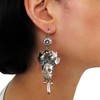 Long Sugar Skull and Lovebirds 925 Sterling Silver Drop Earrings