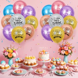 Colorful Happy Birthday Party Balloons 18Pcs 12 Inch Rainbow Metallic Birthday Latex Balloons Colorful Birthday Decorations for Kids Boys Girls Women Men Birthday Anniversary Party Supplies
