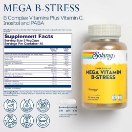 SOLARAY Mega Vitamin B Stress Formula 120 Count Timed Release with Vitamin C Energy S...