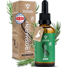 Heldengrün® Organic Rosemary + Hair Oil [High Dose] Stimulates Hair Growth - Hair Oil for Hair Loss with Real Organic Jojoba & Rosemary Oil, Rosemary Oil Hair