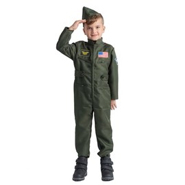 Dress Up America Fighter Pilot Costume for Kids - Air Force Fighter Pilot Jumpsuit - Top Gun Dress-Up Suit for Boys