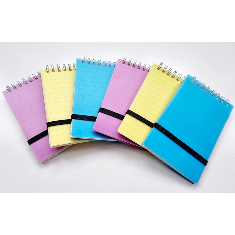 NAYA Notepads 6 Pack Spiral Pocket Notebooks, Wire Bound Flip