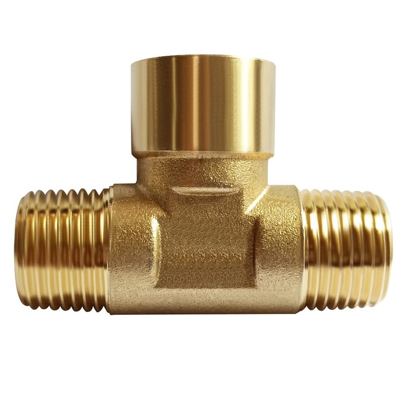 2PCS Brass Tee Pipe Fitting 1/2" NPT Male x 1/2"
