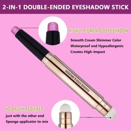 OVIQERKI 18 color eyeshadows stick shimmer,Highlighter waterproof eyeshadow pen,Colour pop eye makeup (13# Pink Shimmer)