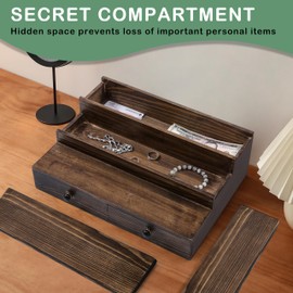 Boulphia Cologne Organizer for Men, 3-Tier Cologne Stand with Drawer and Hidden Compartment, Wooden Cologne Shelf for Perfume Display Holder, Great Gifts for Men, Vintage