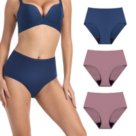 IRISMORII Washable Incontinence Panties for Women Bladder Leak Proof Underwear Light Absorbent Protection Cotton Brief 3 Pack (Dark Blue Cherry Cherry M)