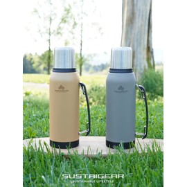 Wahei Freiz RH-1626 Susty Gear 1 Liter Cup, Direct Drinking, 2-Way Water Bottle, Wolf Gray, Thermal Insulation, Vacuum Bottle, Outdoor Use, Scratch Resistant