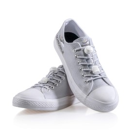 Schnürrlie Lace-up elastic shoelaces – quick lacing system with rubber and without ties – for children, adults, 1 pair., white