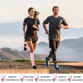 IMAGERIO 6 Pairs Compression Socks for Women and Men Circulation, 20-30 mmhg Knee High Best Support for Athletic Running, Cycling, Hiking, Medical, Nurse, Recovery -Fruit Style (L)