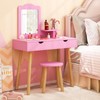 Costzon Kids Vanity Set, Girls Vanity Set with Mirror and