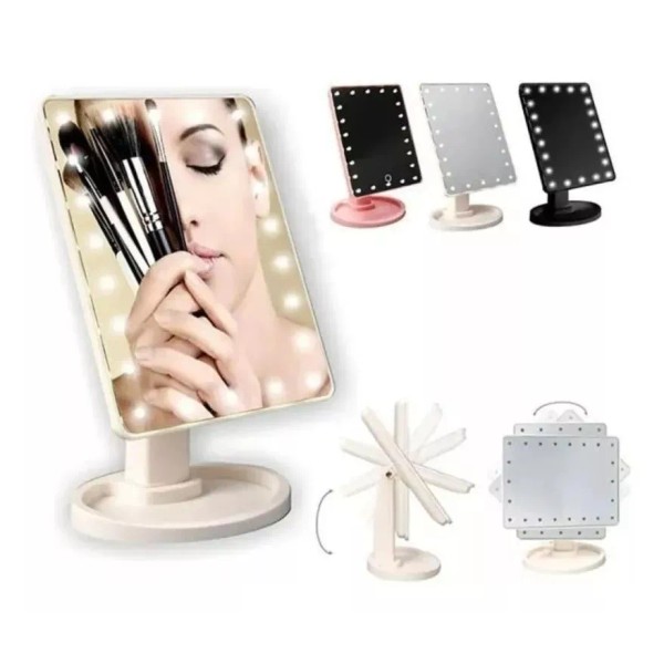 MIESPGIR Espejo Giratorio Con Luz Led Maquillaje Belleza Makeup