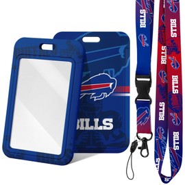 Badge Holder with Lanyard for Football Fans, Hard Plastic Key Card Work Badge Sleeves, School, Factory, ID Credit Cards, Proximity Key Cards, Driver Licenses and Passes