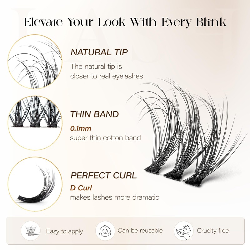 BEFER Lash Clusters Kit, 108 Pcs 3D Curl Eyelash Clusters